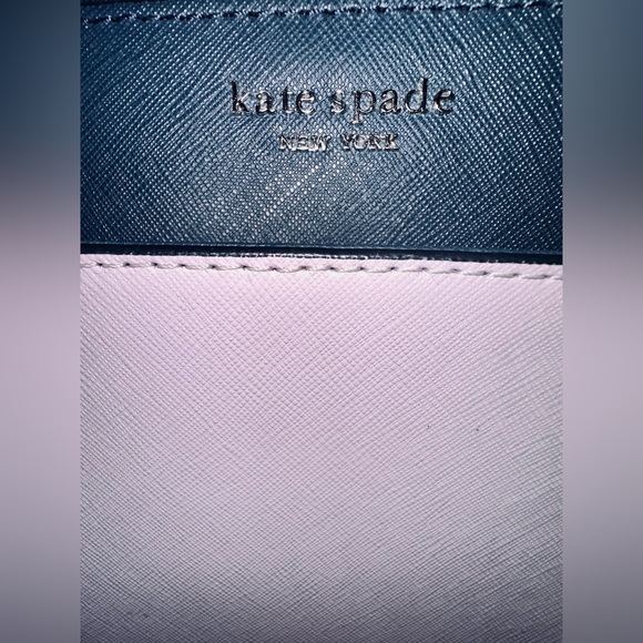 Kate Spade Large 3 tone leather handbag. Baby Lilac, Navy & White. EUC. - Picture 13 of 15
